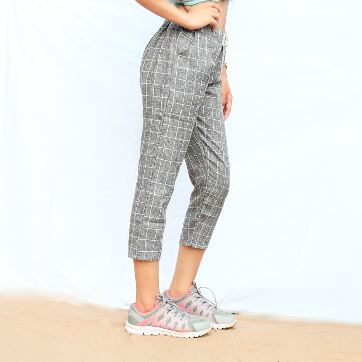 quần lửng baggy  jogger caro