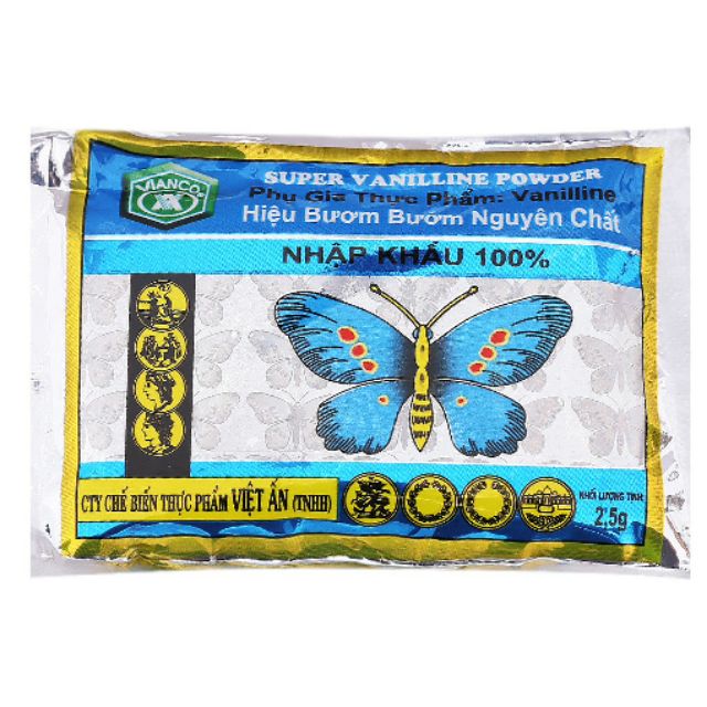 BỘT THƠM VANI NGUYÊN CHẤT HIỆU CON BƯỚM { 10 ống/hộp}