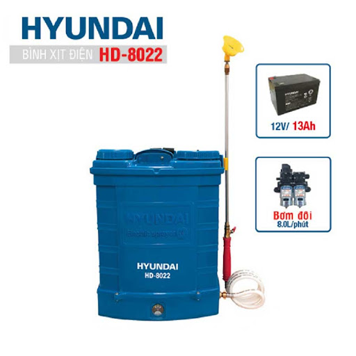 Bình xịt điện Hyundai HD-8022 (20L, 13Ah, bơm đôi)