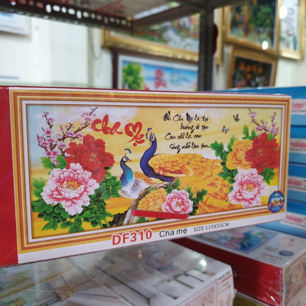 [HCM]Tranh đính đá cha mẹ 100*50cm - tự đính