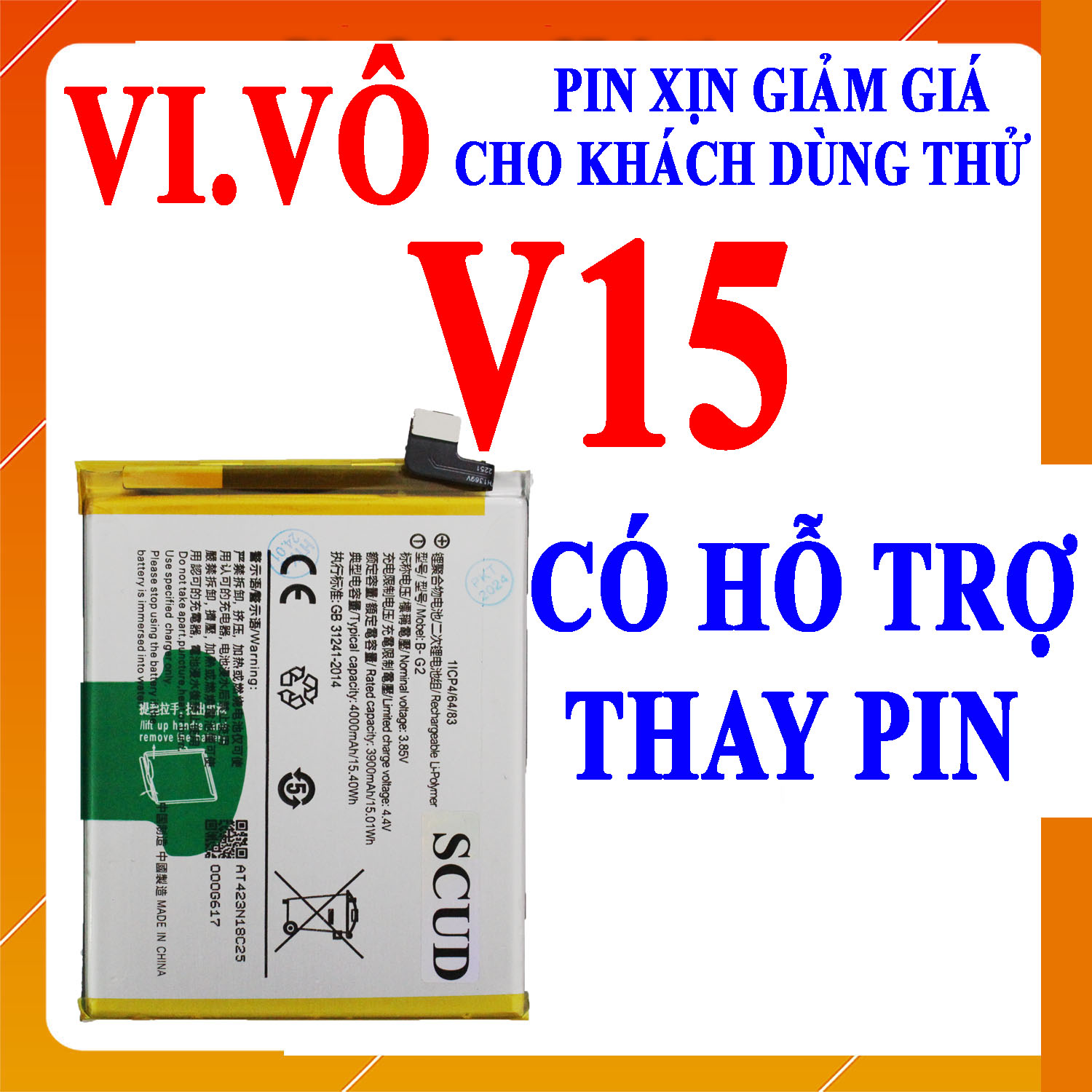 Pin scud cho vivo v15 b-g2 dung lượng 4000mah