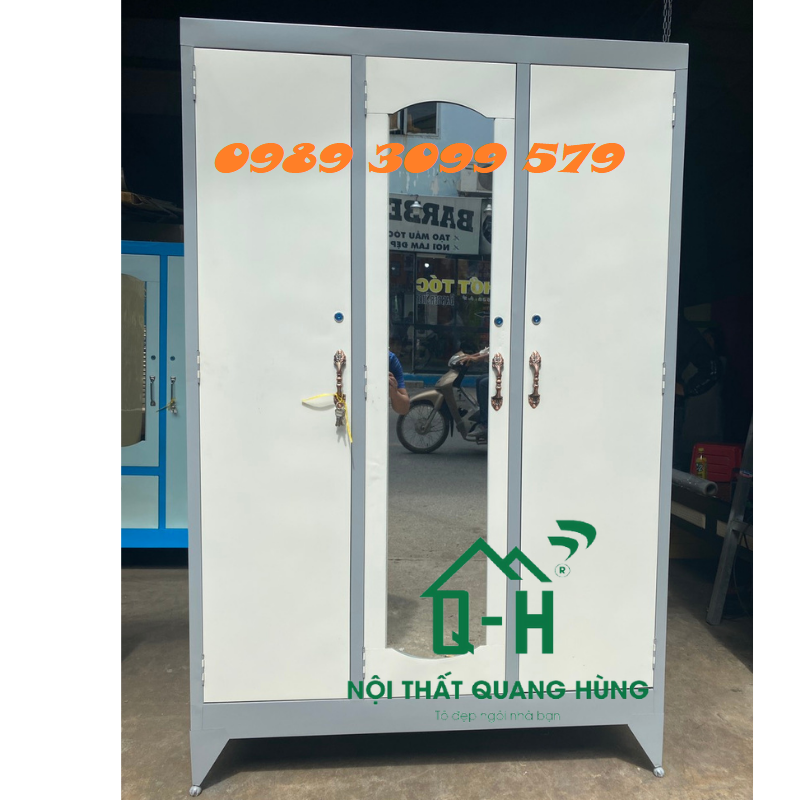 TỦ SẮT ĐỰNG QUẦN ÁO 3 CÁNH LỚN CAO CẤP HCM