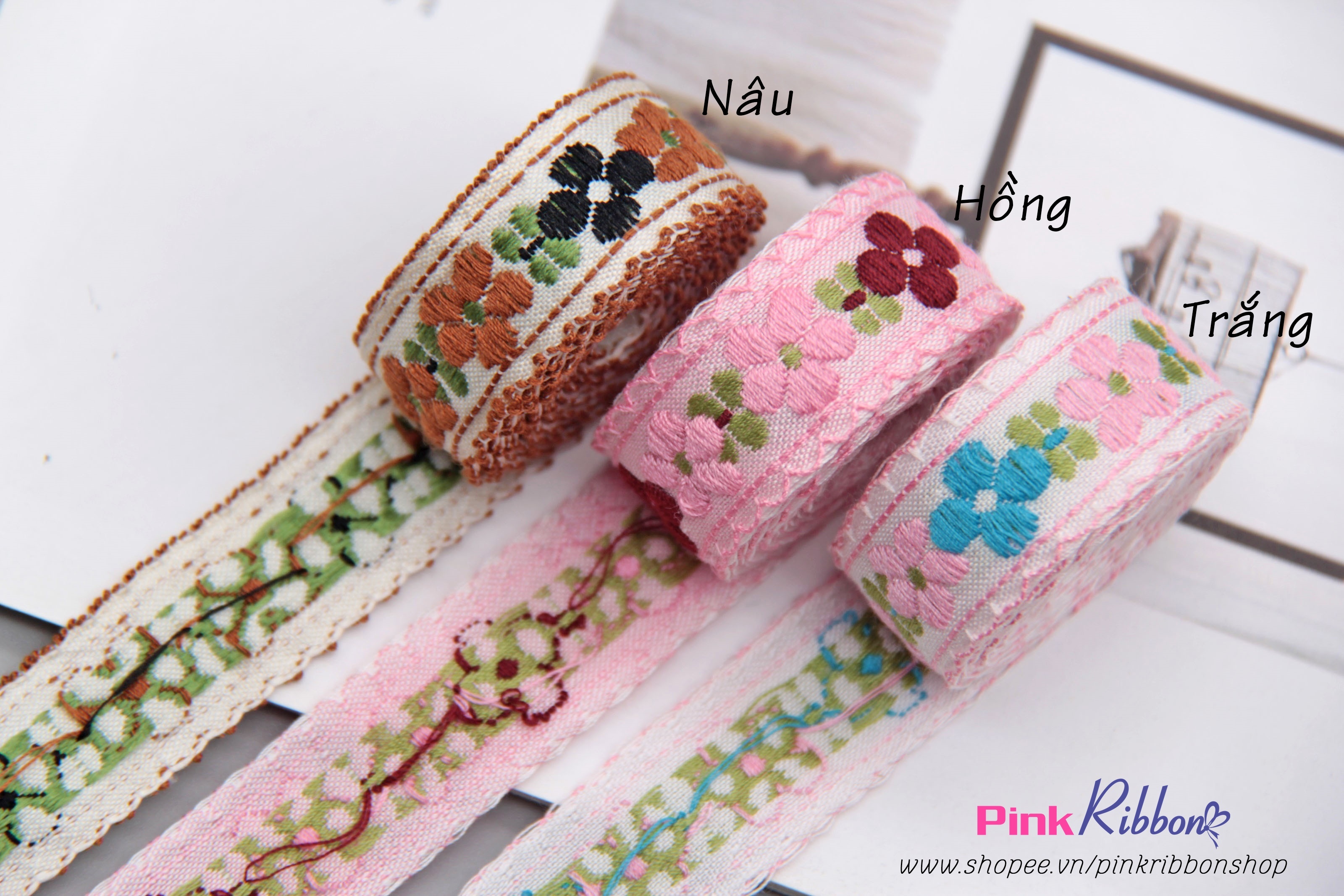 Ruy băng thêu hoa số 17