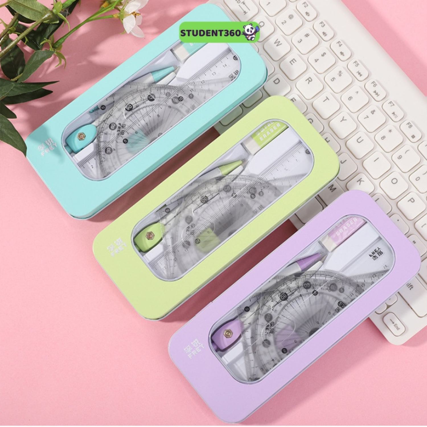 Bộ Thước Kẻ Compa 7 Món Dụng Cụ Học Sinh