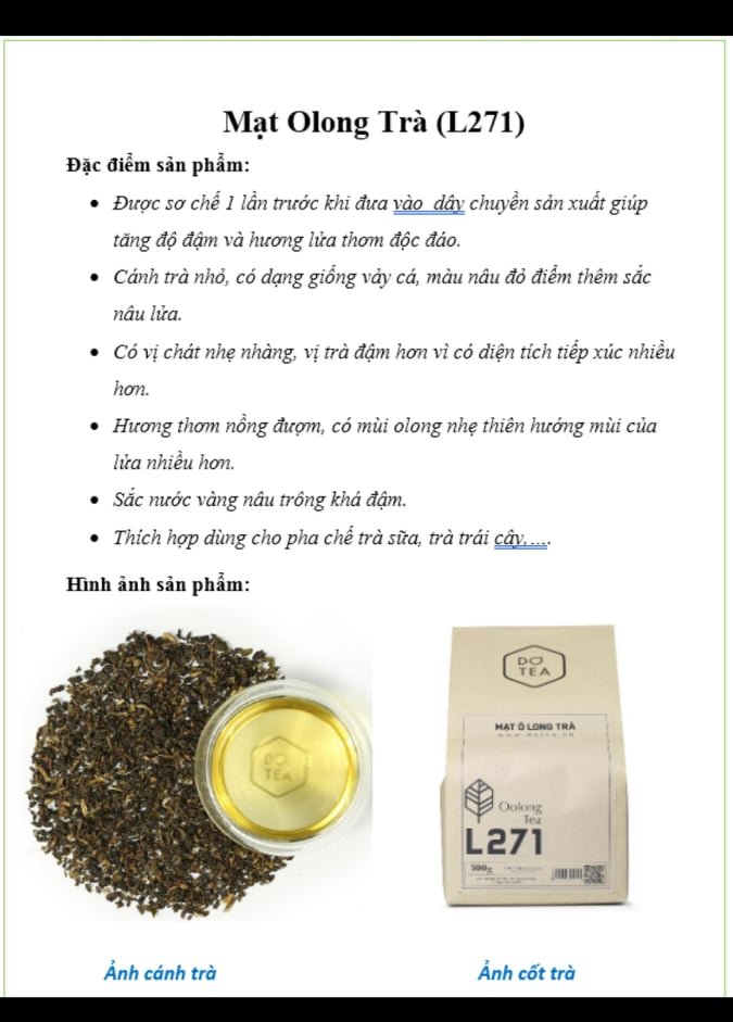 Các loại Trà Dotea gói 500g