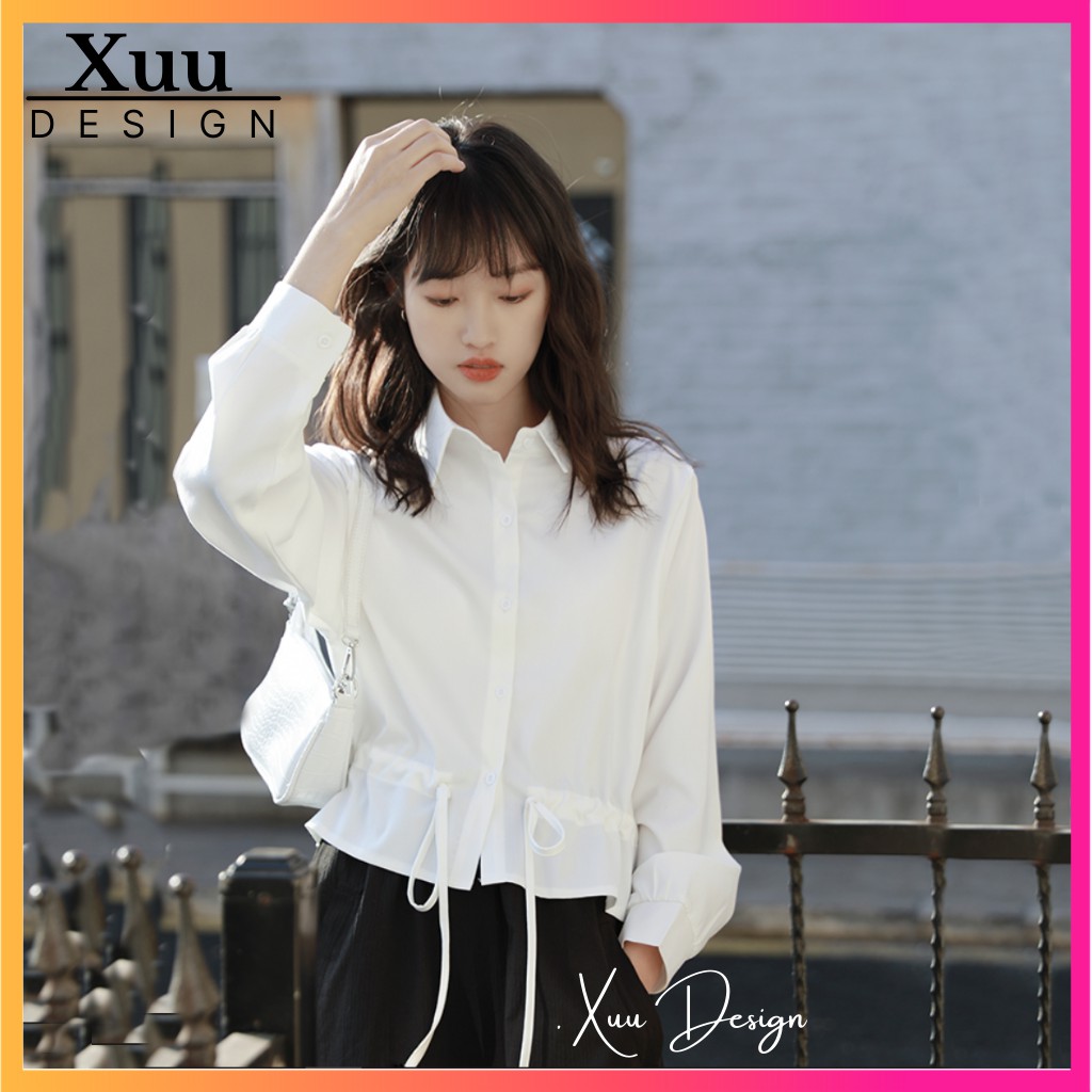 Áo Sơ Mi Nữ Xuu Design, Áo Kiểu Thắt Dây Rút Eo - SM17