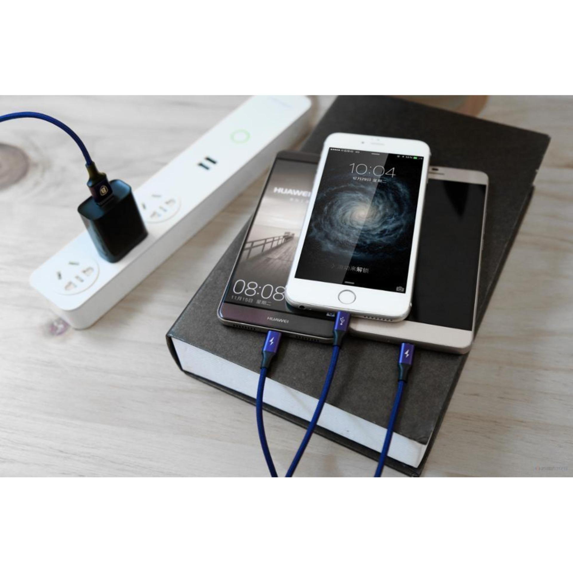 Cáp sạc Nhanh 3.0A BASEUS Rapid Series 3 đầu Lightning - MicroUSB - Type-C dài 120cm