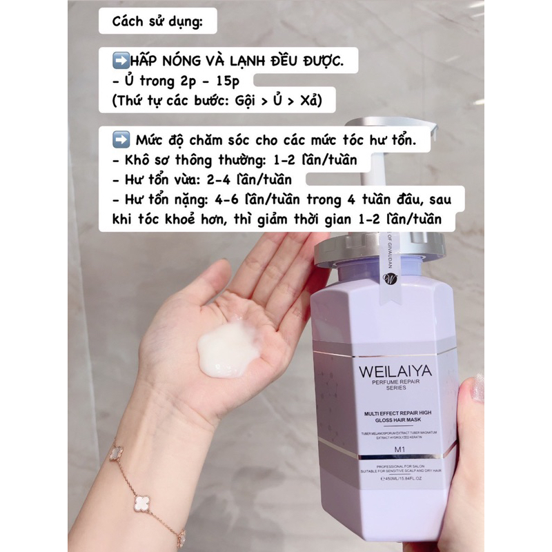Hấp tóc Weilaiya Tím ủ tóc phục hồi chắc khỏe bóng mượt Mini 15ml