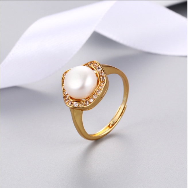 Nhẫn bạc s925 đính ngọc trai 10ly