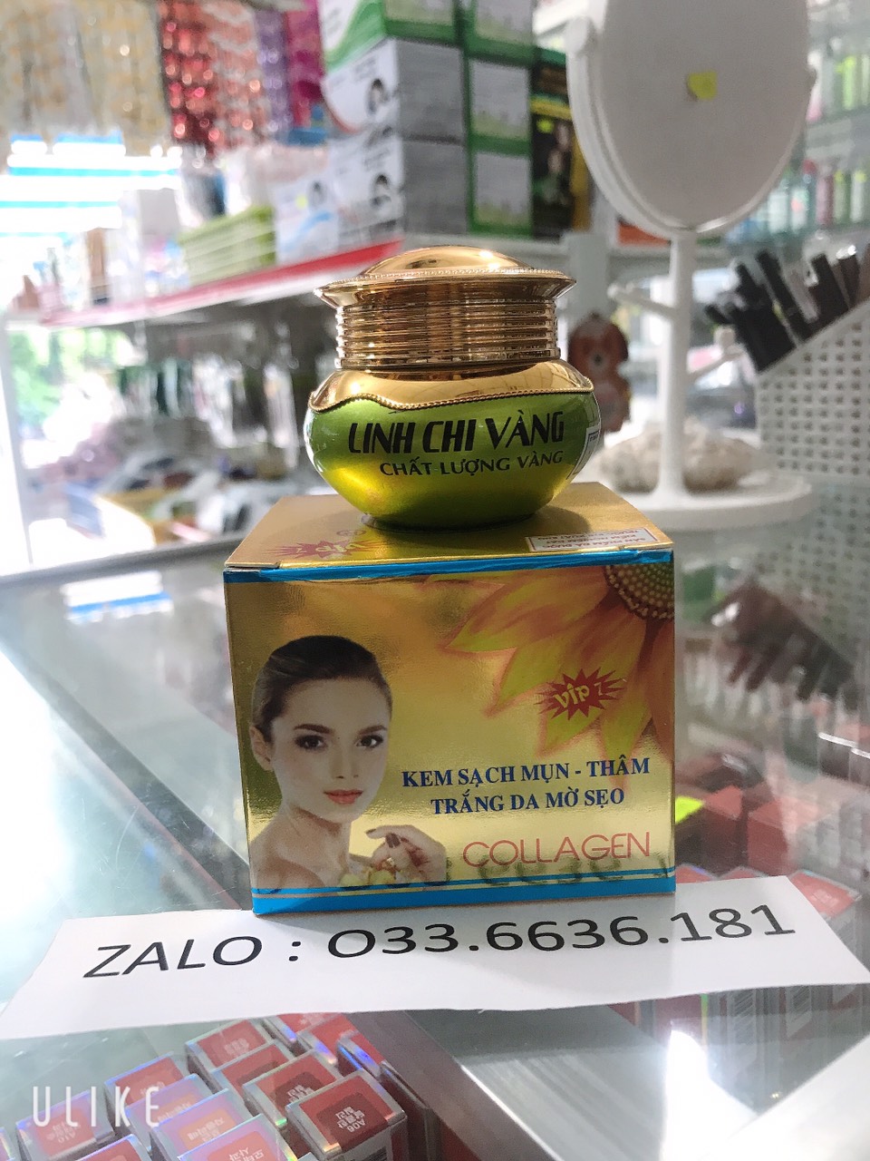 Kem sạch mụn-thâm-trắng da-mờ sẹo linh chi vàng hủ 25g