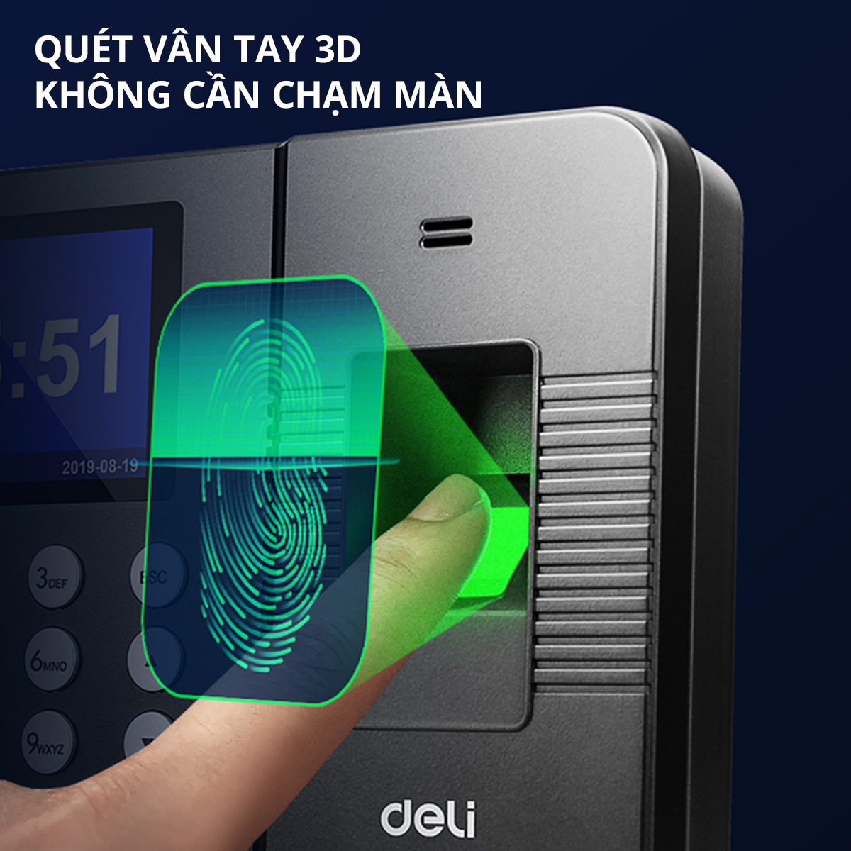 Deli fingerprint scanner attendance machine-fingerprint and mirror attendance machine, software settings, new Vietnamese model, 2.4 inch screen, USB interface, it is authentic warranty
