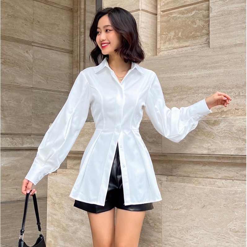 [Nhập mã LAZFASHION34-giảm 15% tối đa 99k/600k]SAP - Áo sơ mi chiết eo Nin
