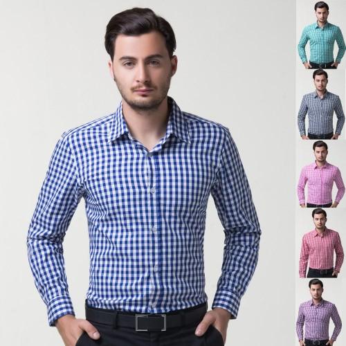 Áo sơ mi nam kẻ caro nhỉ phối màu xanh-trắng