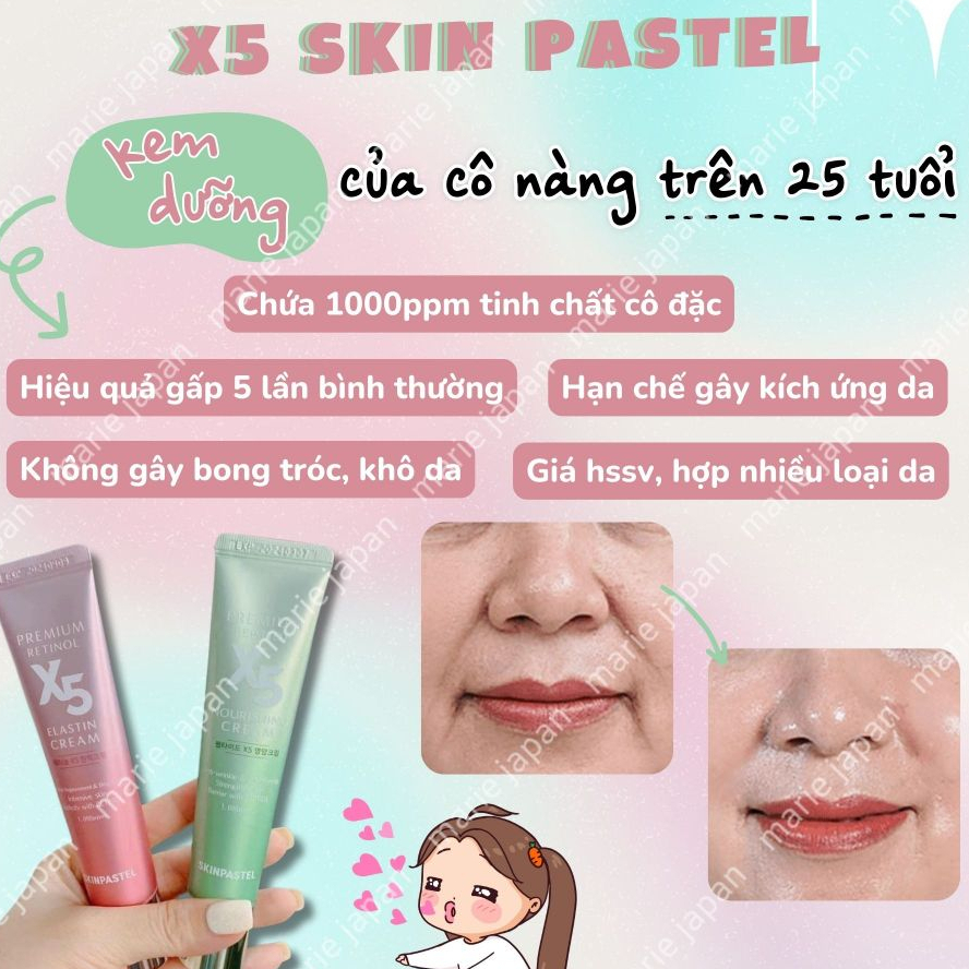 Kem Trẻ Hoá Da Retinol X5 Elastin 0,1% Cream Skinpastel Premium Peptide Hàn Quốc 30ml