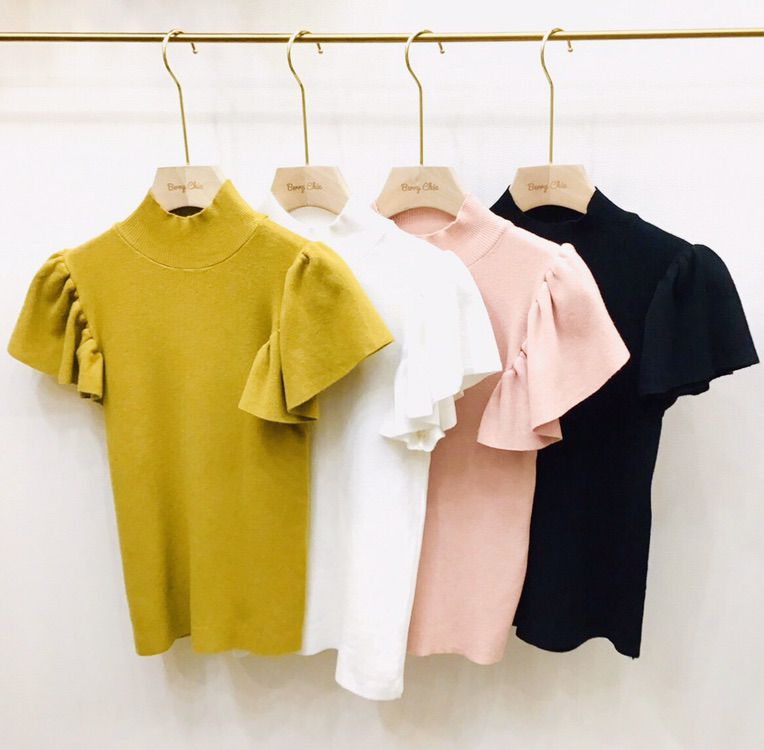 Áo len cộc tay phồng dáng chuẩn