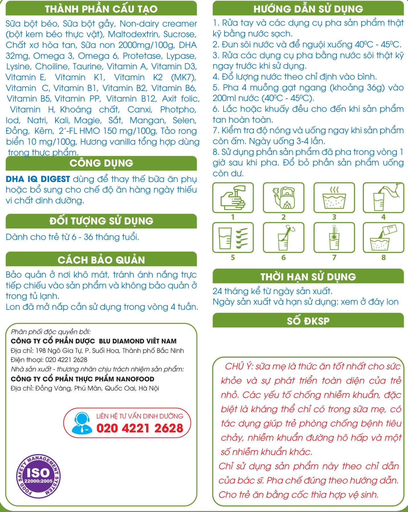 Sữa Bột DHA IQ Digest Dành Cho Bé Từ 6 - 36 Tháng