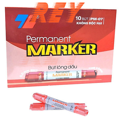 Hộp 10 cây bút lông dầu 2 đầu cây lớn thiên long pm-07