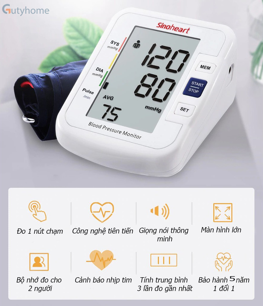 Máy Đo Huyết Áp Điện Tử Bắp Tay SinoCare Bộ Máy + Sạc