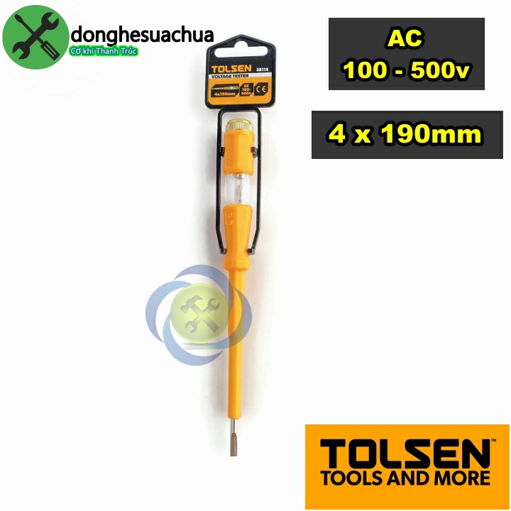 Bút thử điện tolsen 38115 dài 190mm màu vàng