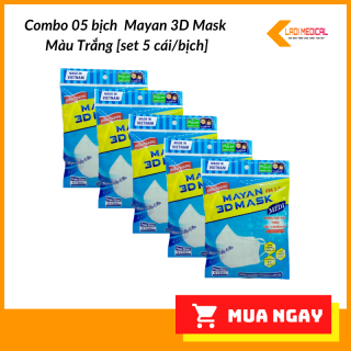 Combo 05 Bịch Khẩu Trang Mayan 3D Mask N95 Màu Trắng 25 cái thumbnail
