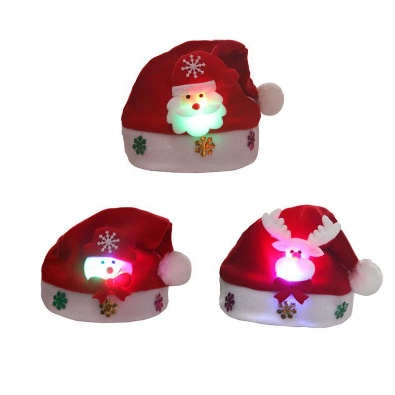 mũ nỉ noel tự trang trí có đèn
