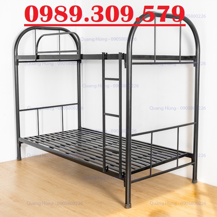 Giường tầng sắt màu đen ngang 1m2