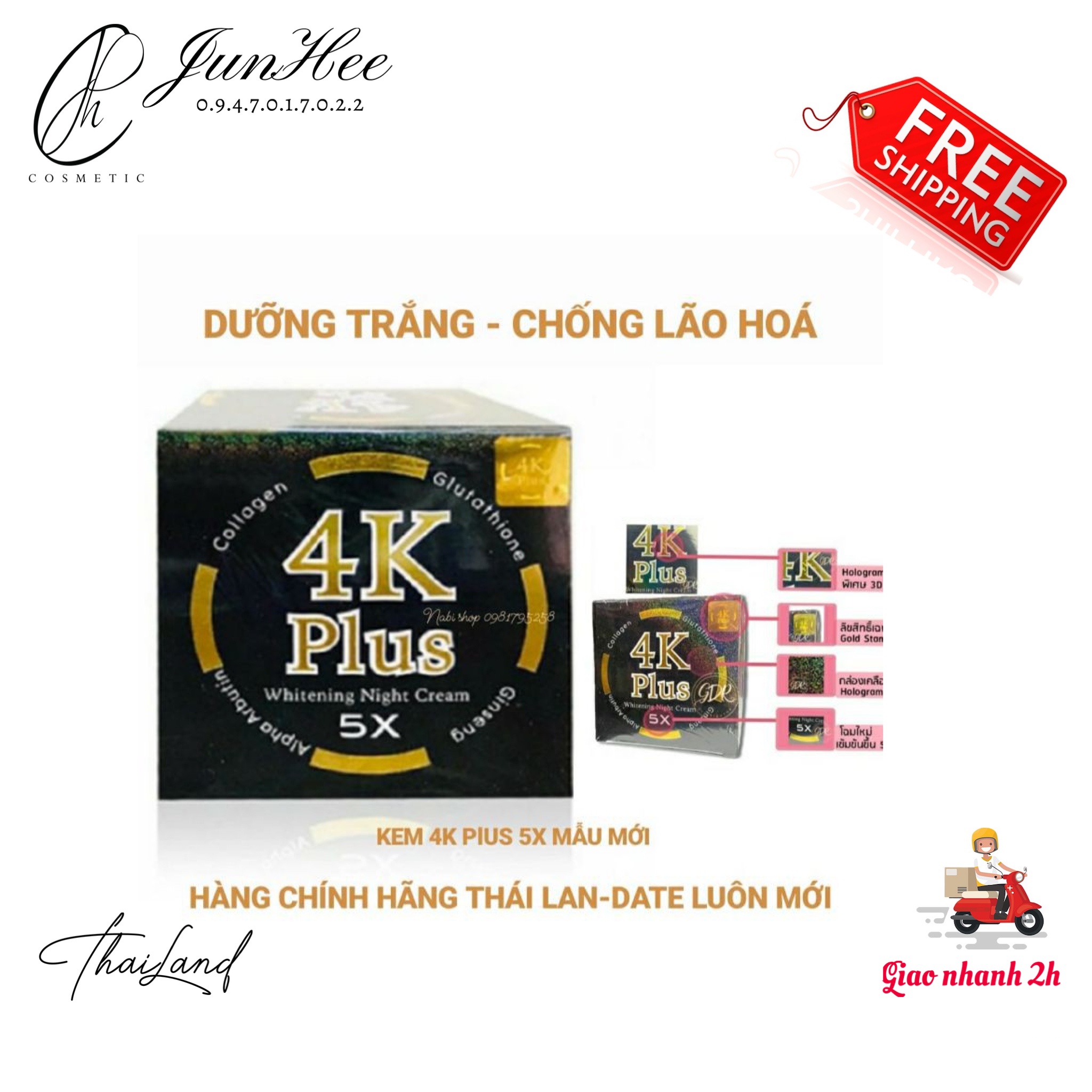 [ JunHee AUTH ] Kem 4K Plus Berry Plus 4K đỏ Thái Lan chính hãng