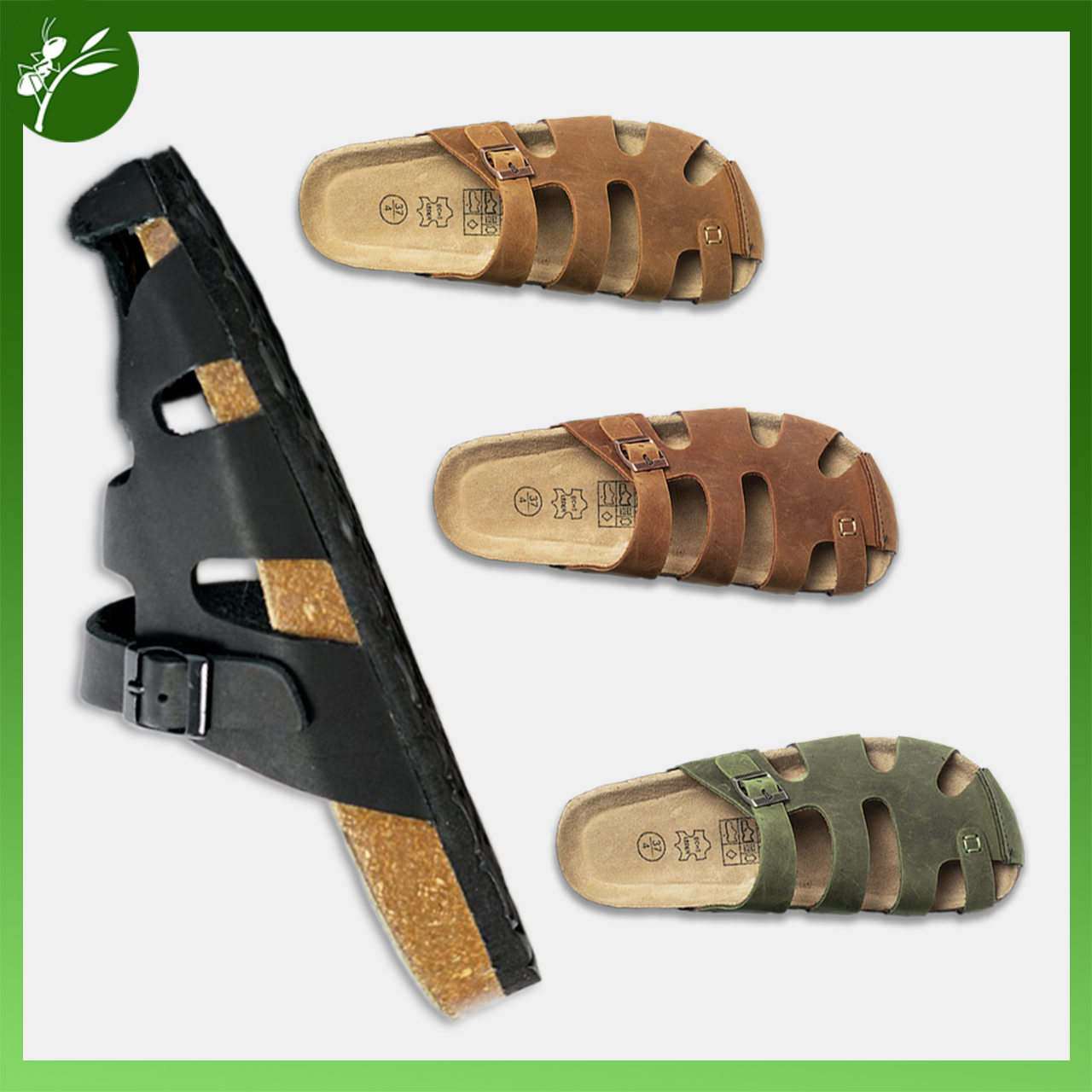 Dép đế trấu Nam Da thật quai rọ (size 35-45)