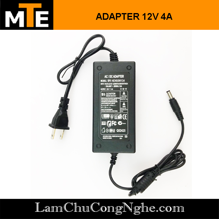 Nguồn adapter 12V 4A jack DC 5.5 x 2.1 mm
