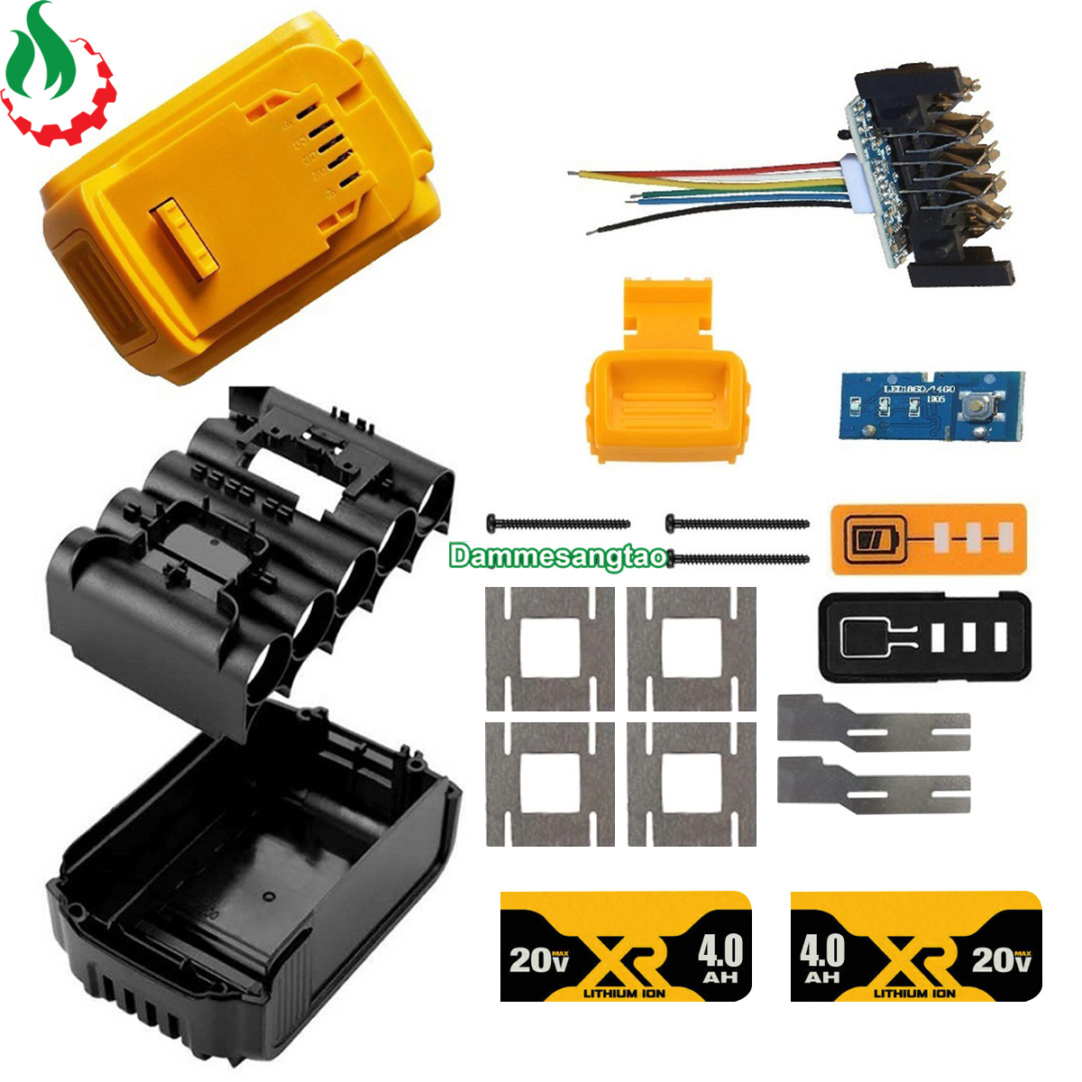 Vỏ pin dewalt 18v 10 cell 18650 li-ion 3.7v nhận sạc zin