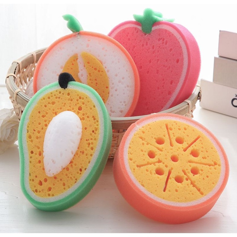 MIẾNG RỬA CHÉN BỌT BIỂN HÌNH TRÁI CÂY NGỘ NGHĨNH - MÚT XỐP TẠO BỌT RỬA CHÉN BÁT CHÙI XOONG NỒI SIÊU SẠCH