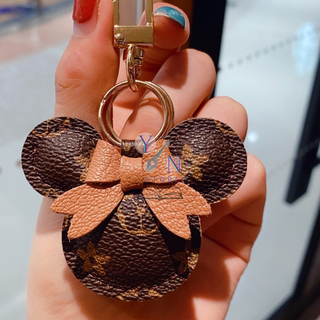 Móc Khóa Mickey Minnie Da Siêu Sang