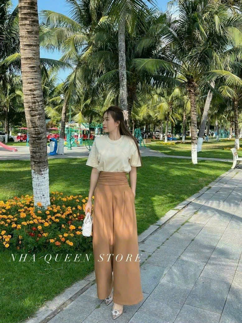 Quần tây ống rộng xếp ly trên eo cực hot , chất tuyết mưa dày dặn , hàng quảng châu