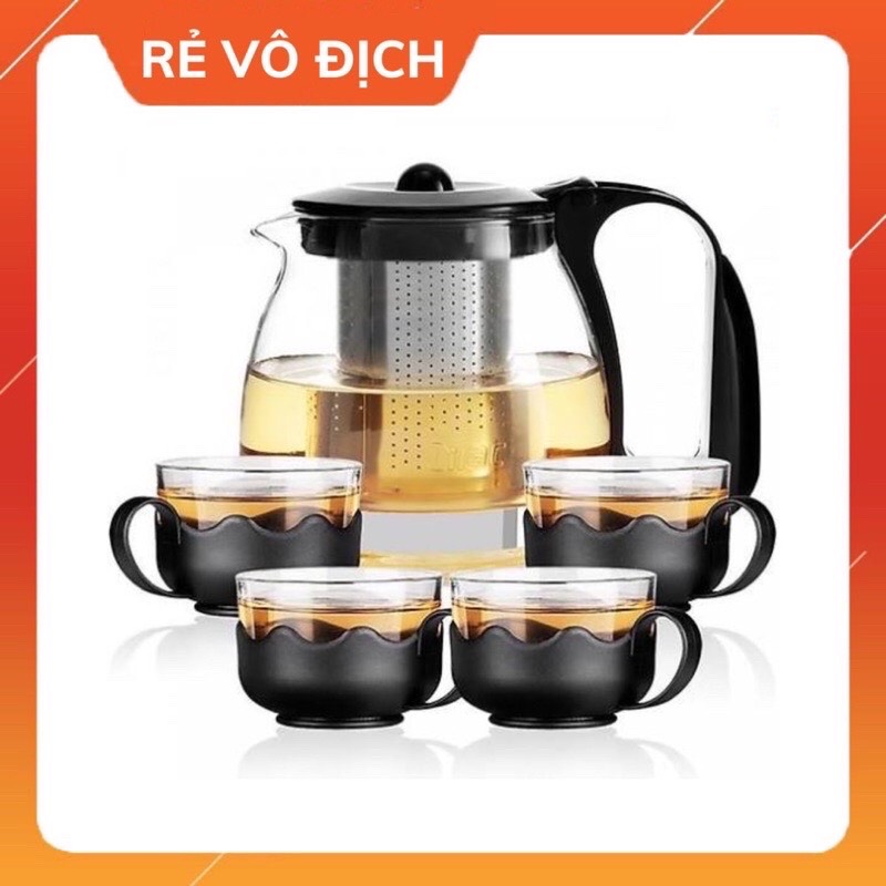 [HCM]Bộ ấm chén pha trà thủy tinh có lõi lọc - SIÊU RẺ