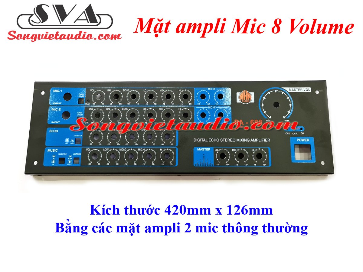 MẶT AMPLI MIC 8 VOLUME ECHO 5 VOLUME PA688 - 1 MẶT