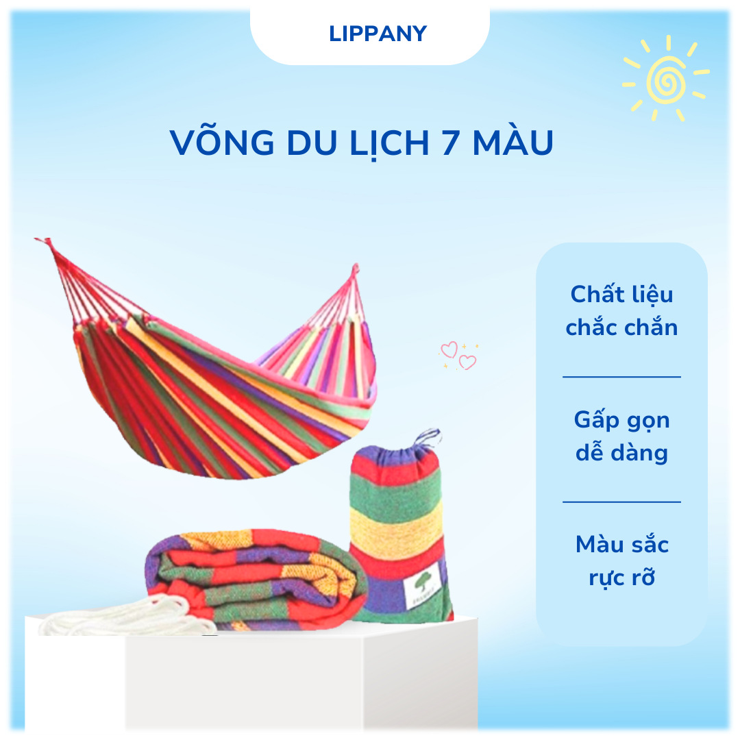 Võng dù 2 lớp kẻ sọc nhiều màu, võng du lịch gấp gọn siêu nhẹ, võng cắm trại nhiều màu, võng xếp gọn