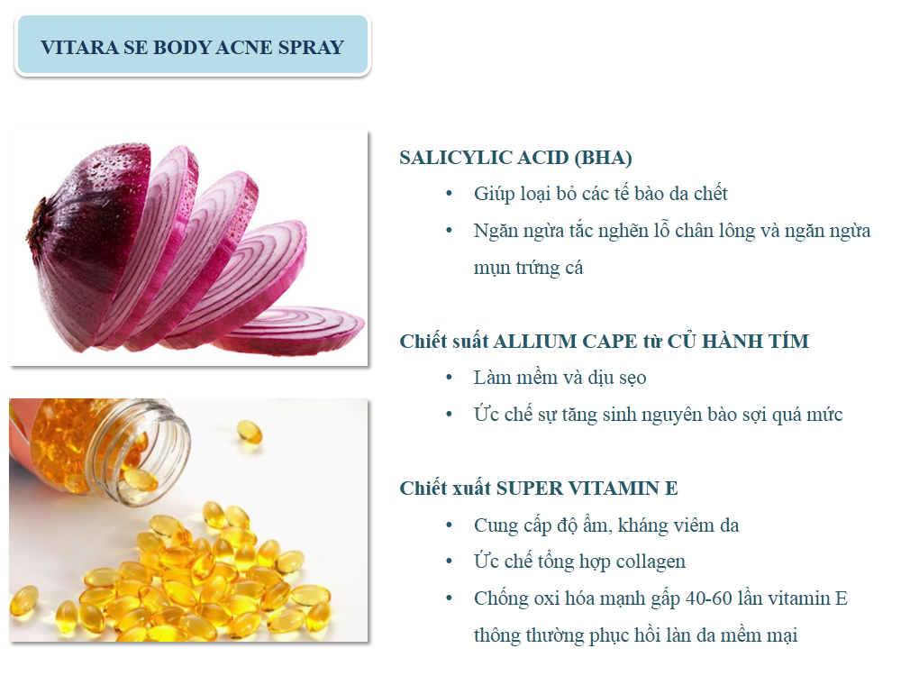 Xịt Mụn Lưng Và Ngực Vitara SE Body Acne Spray 50ml