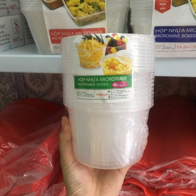 Set 10 Hộp nhựa Microwave tròn 600ml
