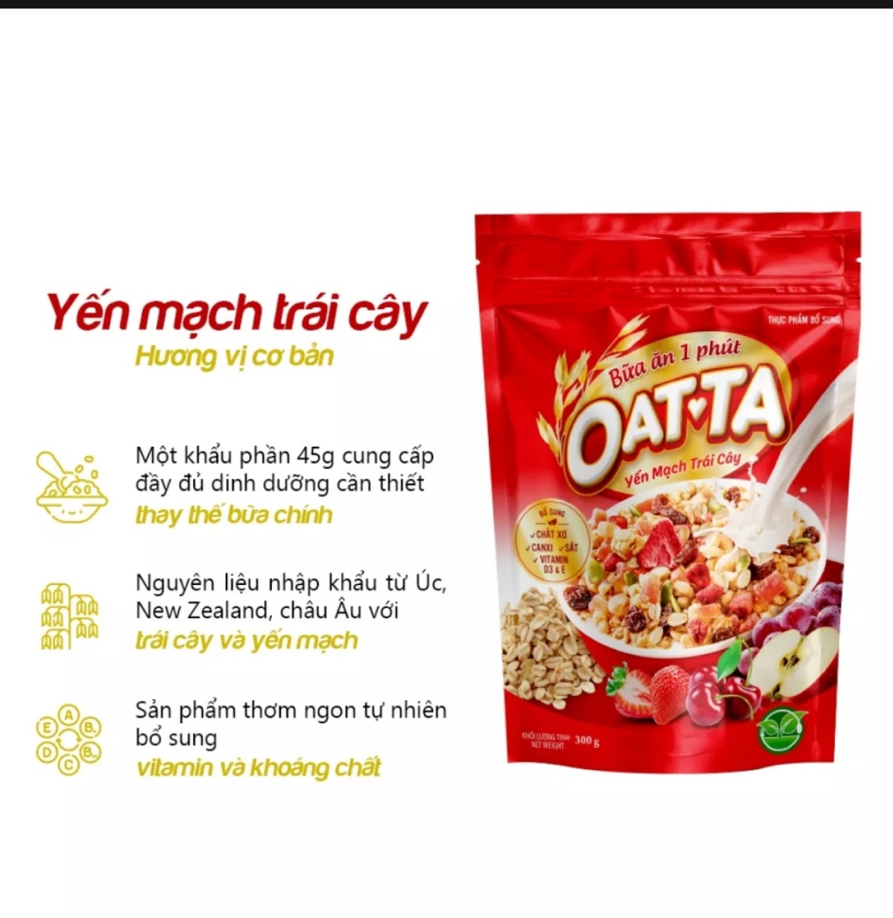(HCM)  NGŨ CỐC OATTA TÚI 300G