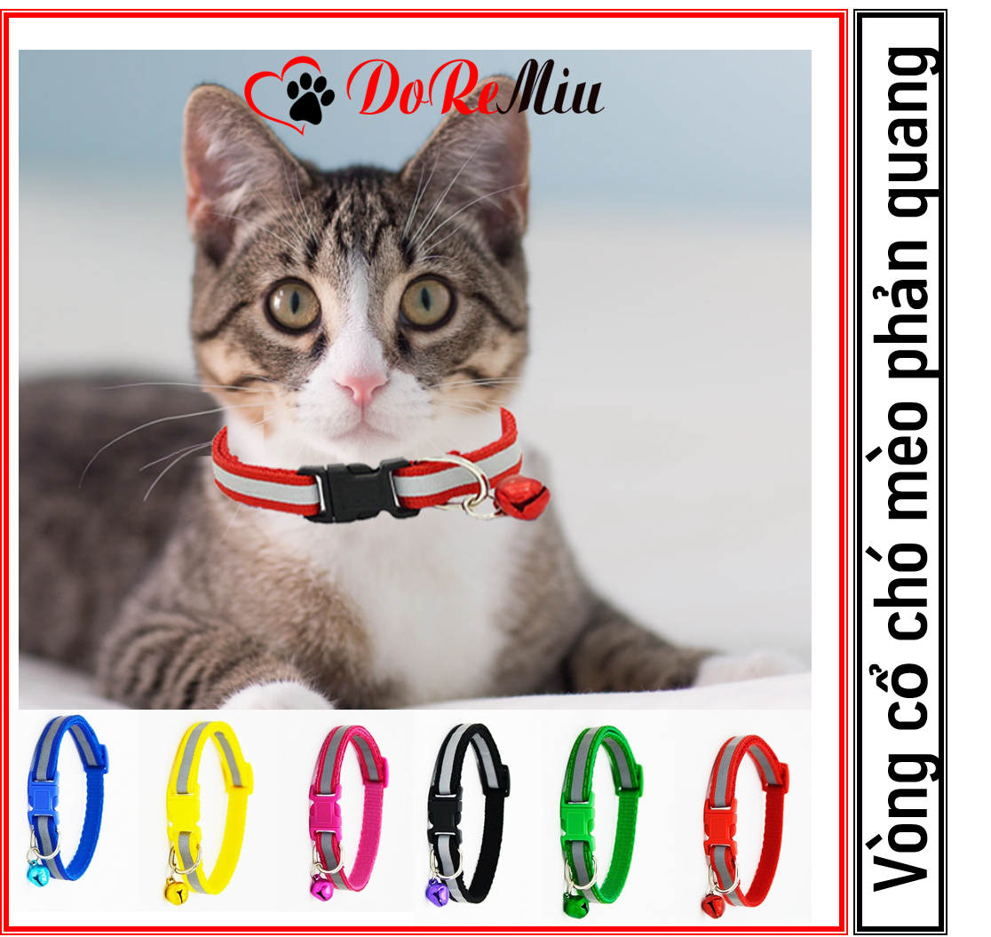 Doremiu- Vòng cổ chó mèo dưới 6kg kiểu vòng cổ phản quang trong đêm tối có