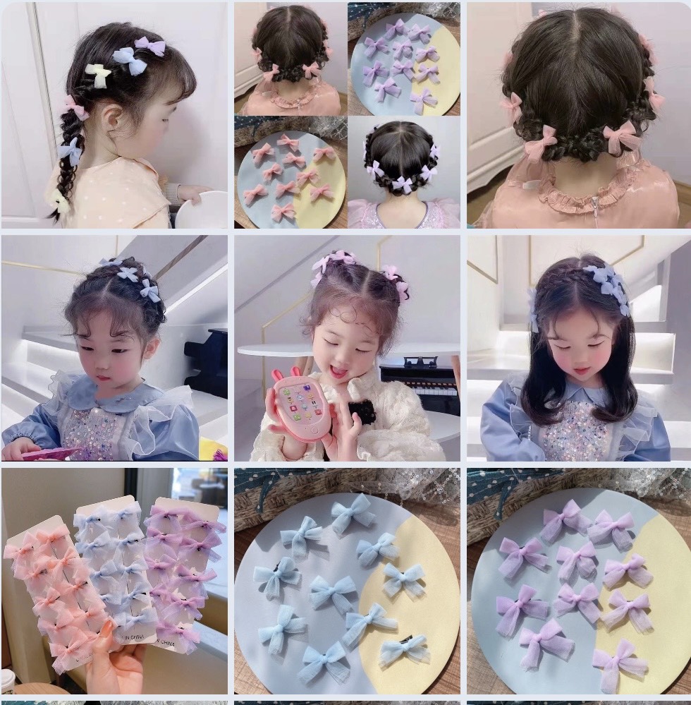 Kẹp tóc cào tóc vải voan hoa Hồng màu pastel nhẹ nhàng nàng thơ