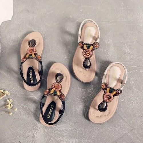 [HCM]Giày sandal đế bệt đính ngọc