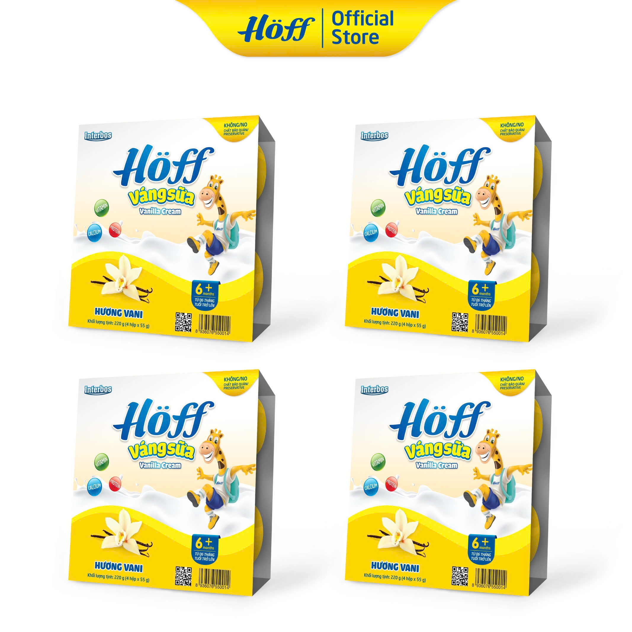 Lốc 4 Hộp Váng Sữa Hoff 55g