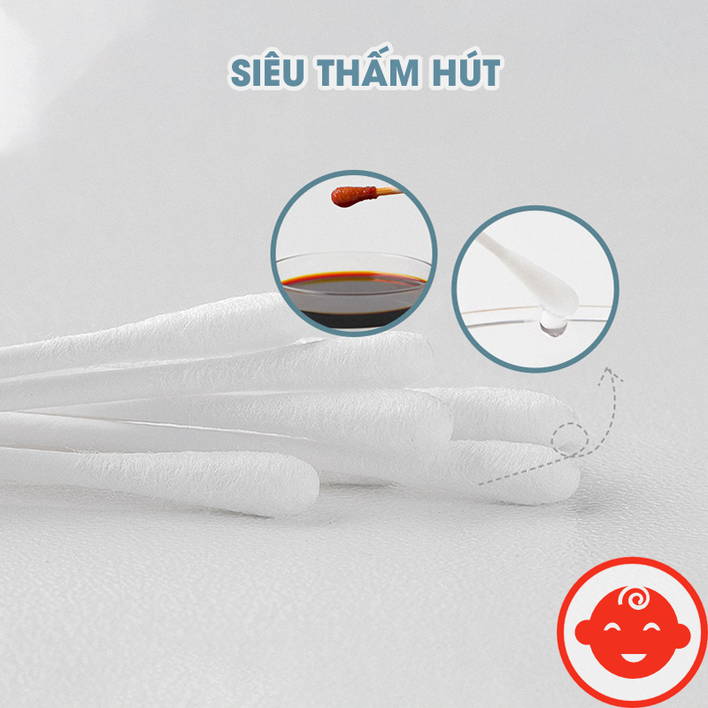 Tăm Bông Cho Bé Sơ Sinh Vcool (Hộp 200 Que)