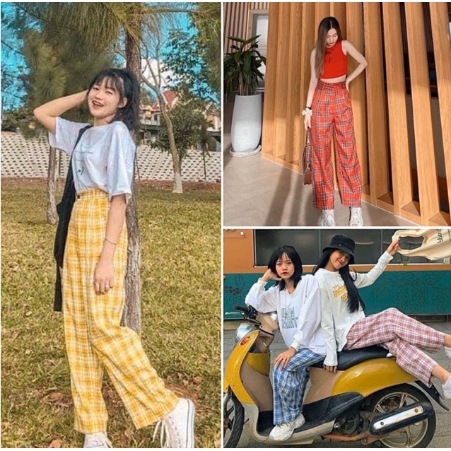 Quần kẻ suông nhiều màu KTH1120