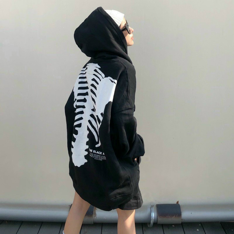 Áo Nỉ Hoodie Nam Nữ Form Rộng Có Nón 2 Lớp In Họa Tiết Bộ Xương Phong Cách Trẻ Trung Cưc Ngầu HOT