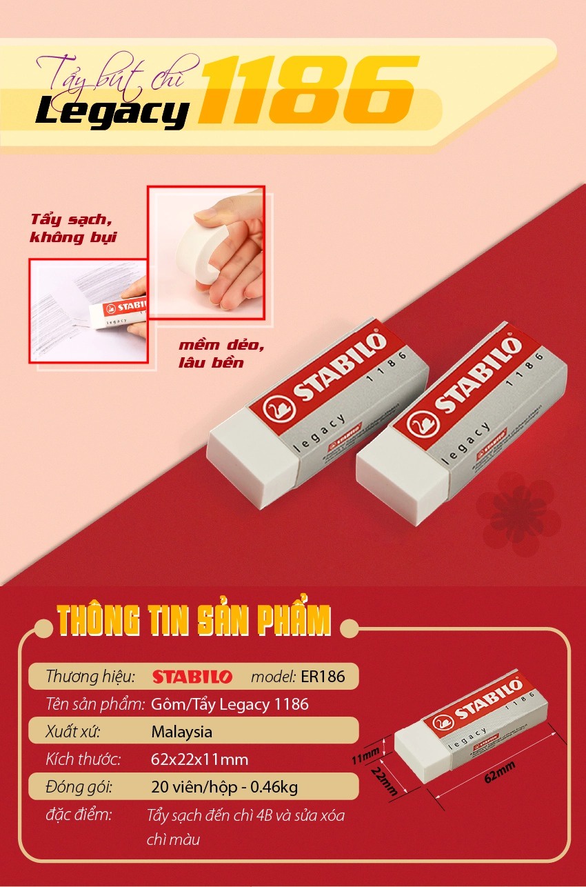 Gôm STABILO Legacy ER186 (Trắng)