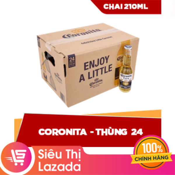 [Siêu thị Lazada] [FREESHIP HCM & HN] Thùng 24 chai Coronita 210ml  (24 x 210ml) nồng độ cồn thấp, hương vị đặc trưng, màu bia vàng tươi đẹp mắt