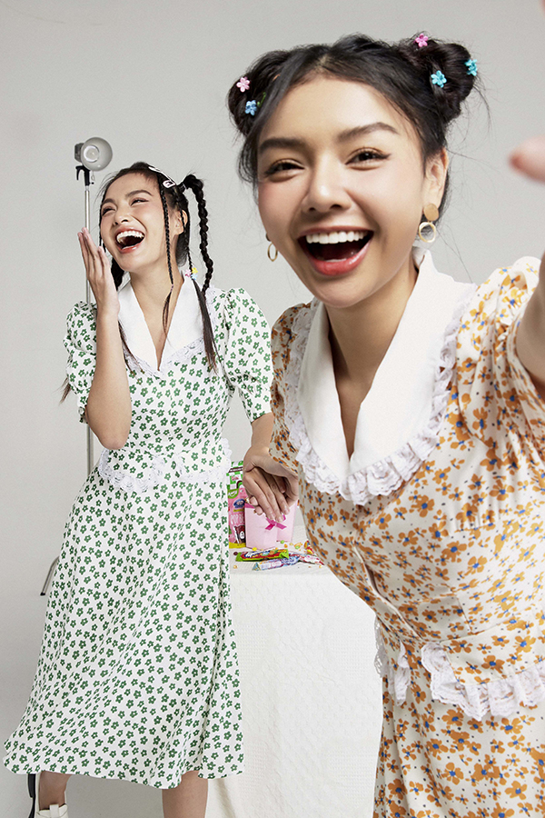 [NHẬP MÃ NOVFALAZSOCIAL02 GIẢM 40K ĐƠN 199K  ] Đầm Maybi gài nút xòe lụa cổ đan-tông phối ren