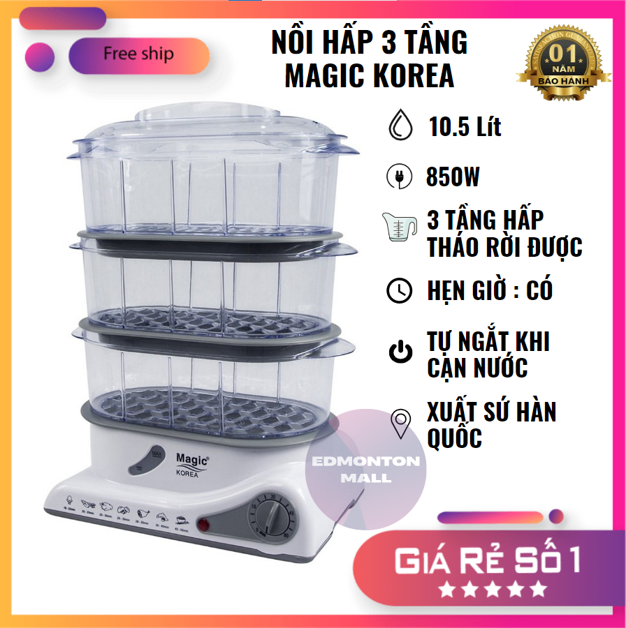 Máy hấp thực phẩm 3 tầng, nồi hấp điện 2 tầng magic korea, nồi hấp điện 2-3 tầng hạn chế dầu mỡ, nồi hấp đa năng làm từ chất liệu nhựa an toàn, dễ sử dụng, an toàn, bh 1 năm, 1 đổi 1